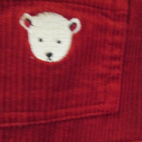 Vintage 2008 Gymboree Red Corduroy Emboidered Overalls Sz 12 - 18M Polar Bear - Picture 2 of 6